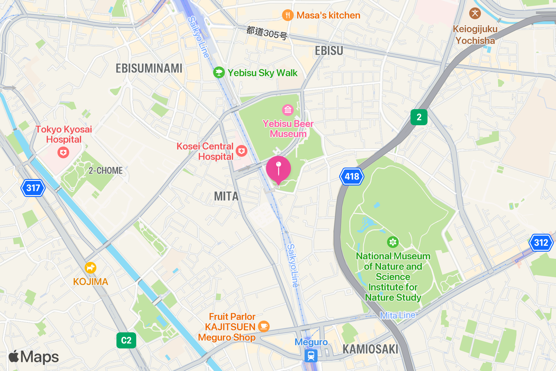 A map showing the location of Mita Okanoue Park (三田丘の上公園).