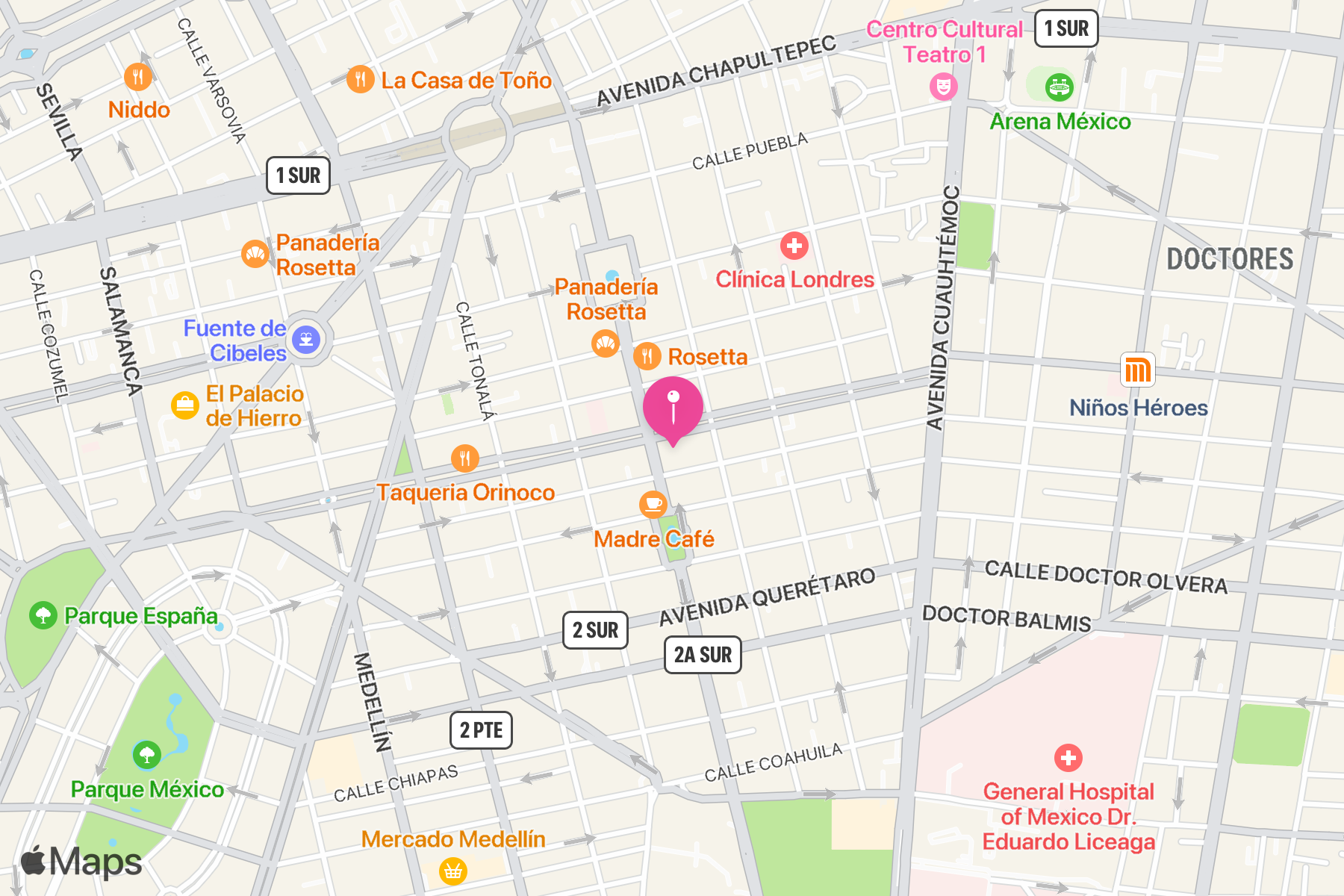 A map showing the location of Licorería Limantour.