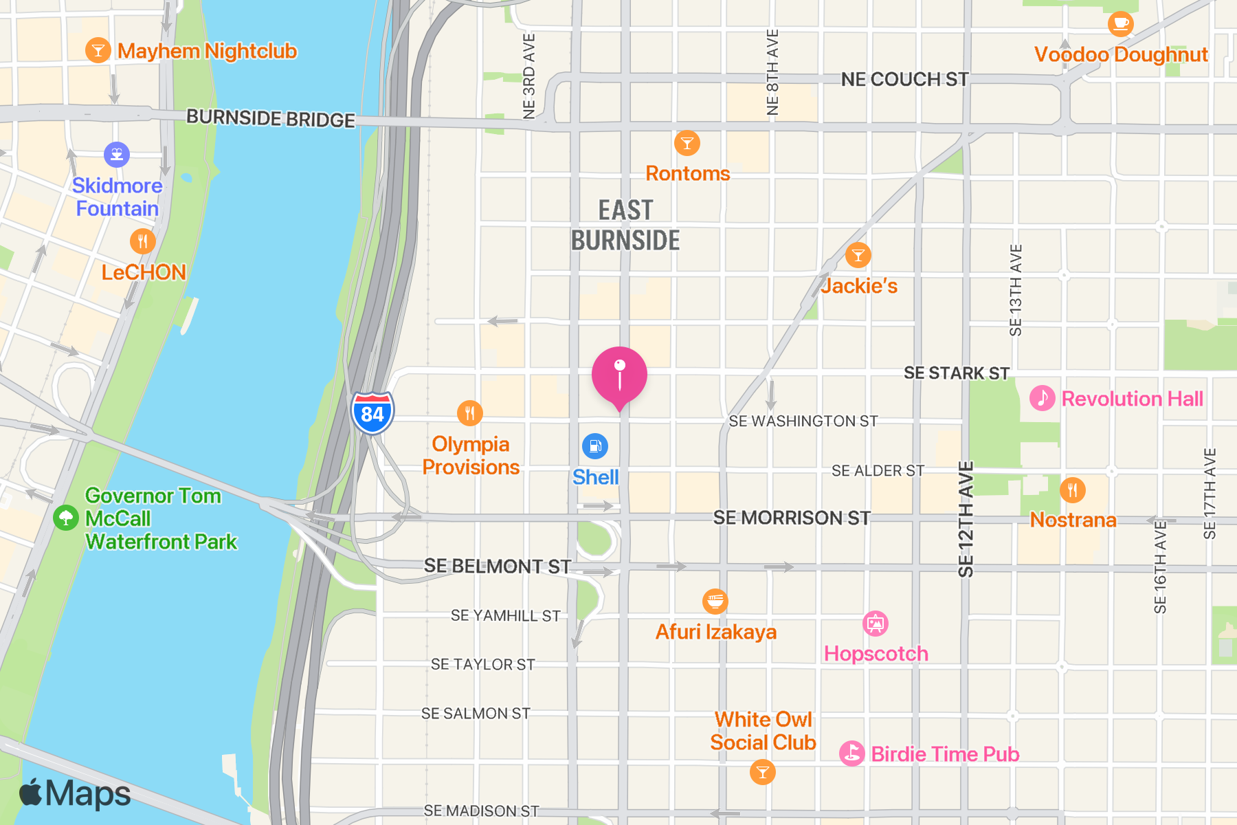 A map showing the location of Slow Bar.