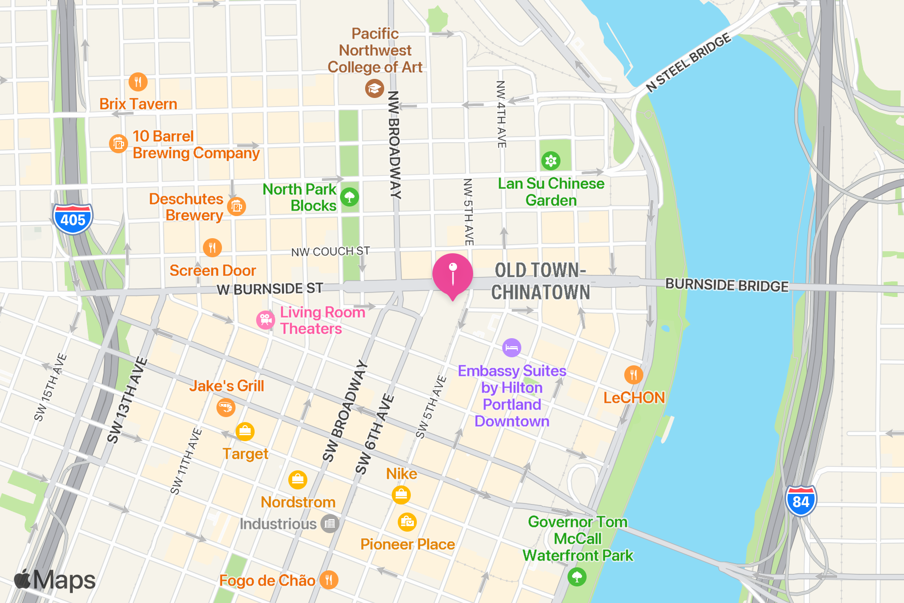 A map showing the location of New Relic.