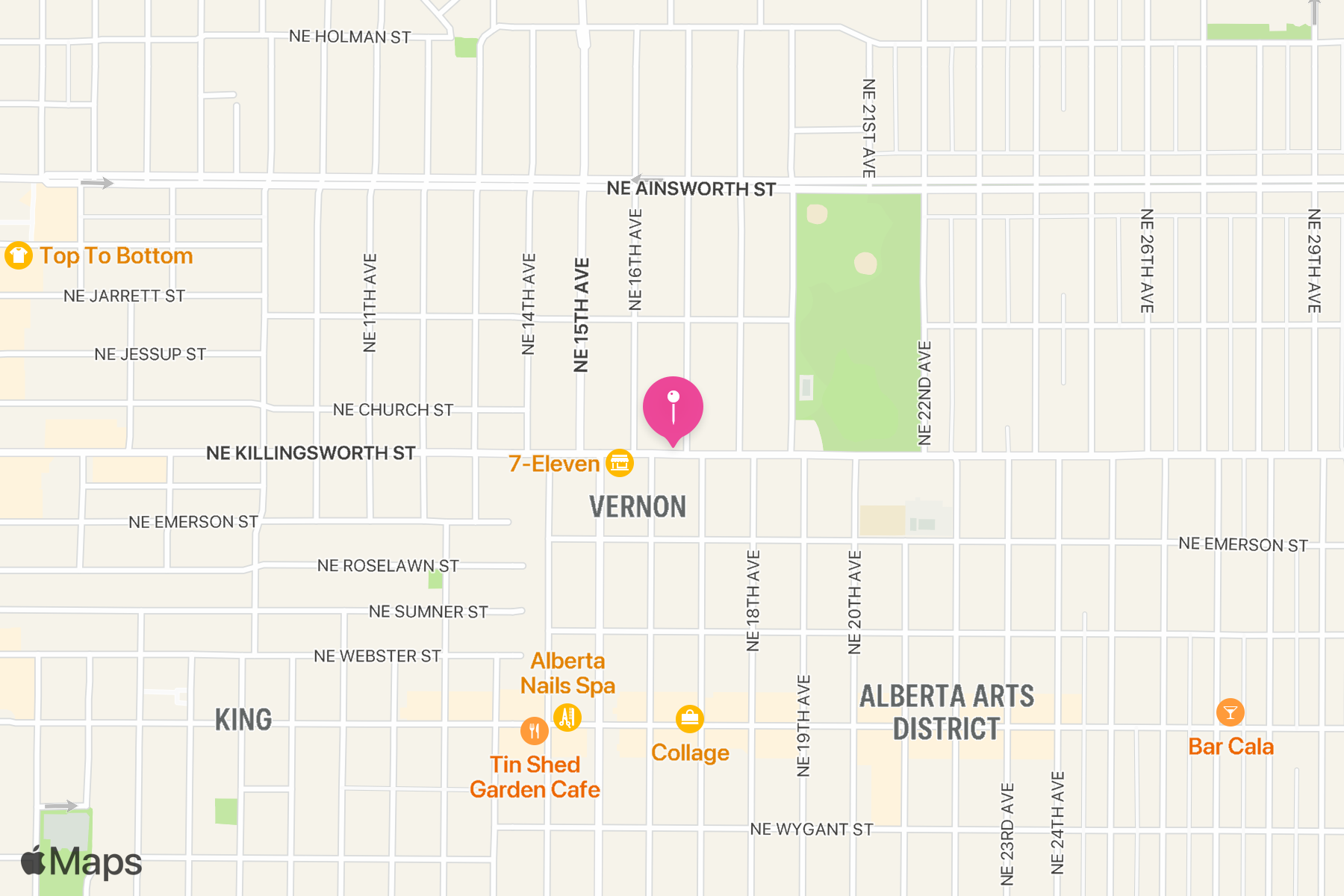 A map showing the location of Podnah's Pit BBQ.