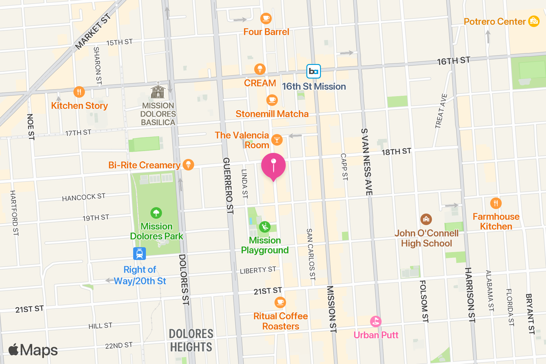 A map showing the location of Craftsman and Wolves.