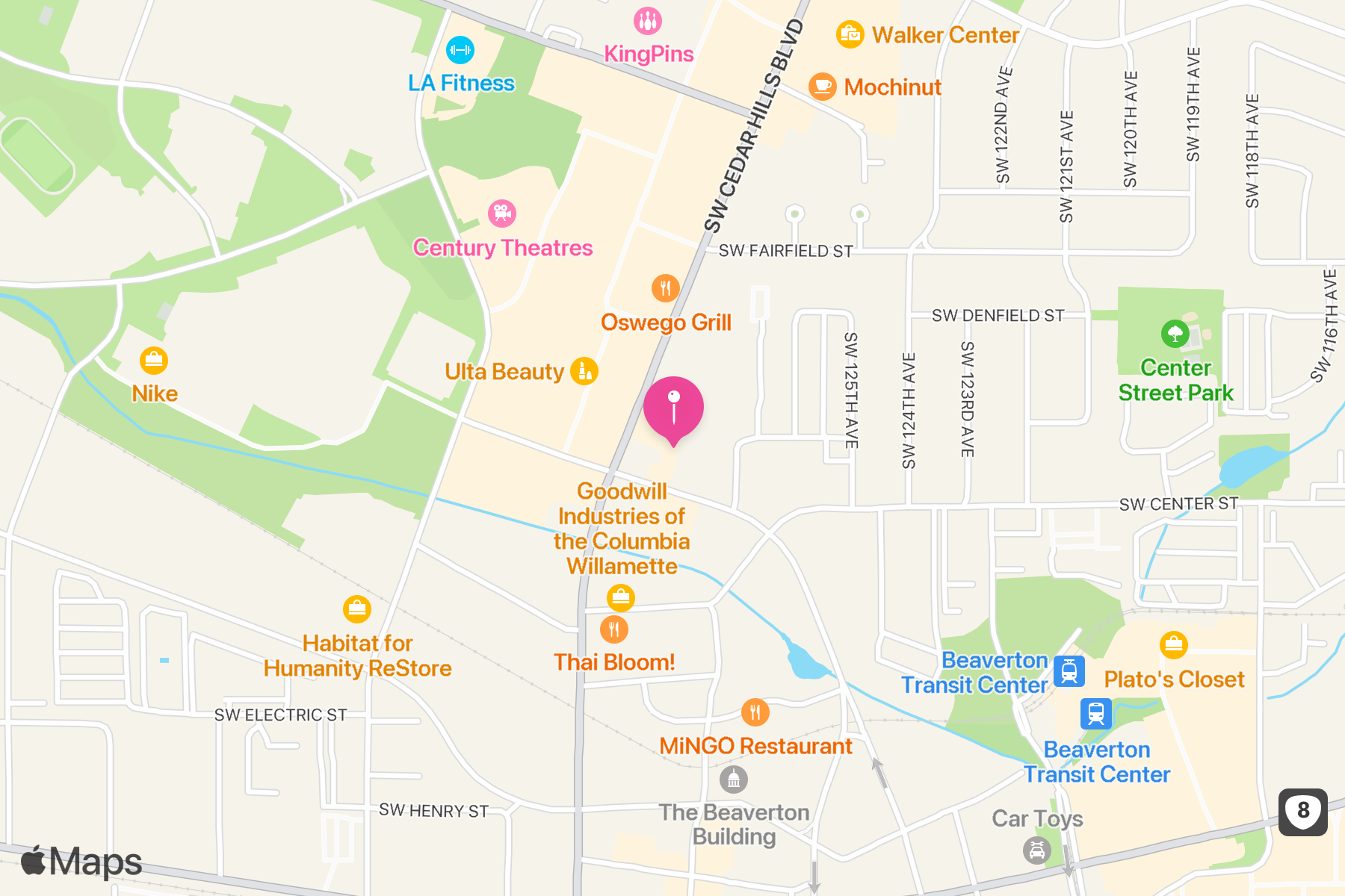 A map showing the location of JCD Korean Restaurant.