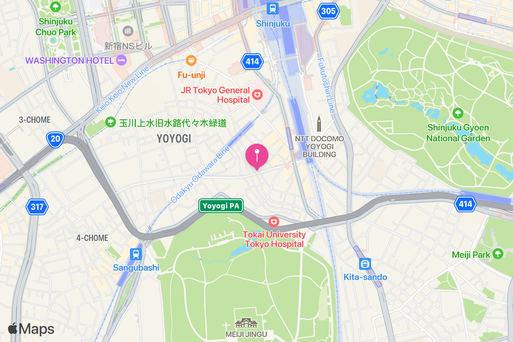 A map showing the location of Ohitsuzen Tanbo (おひつ膳 田んぼ).